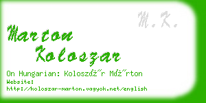 marton koloszar business card